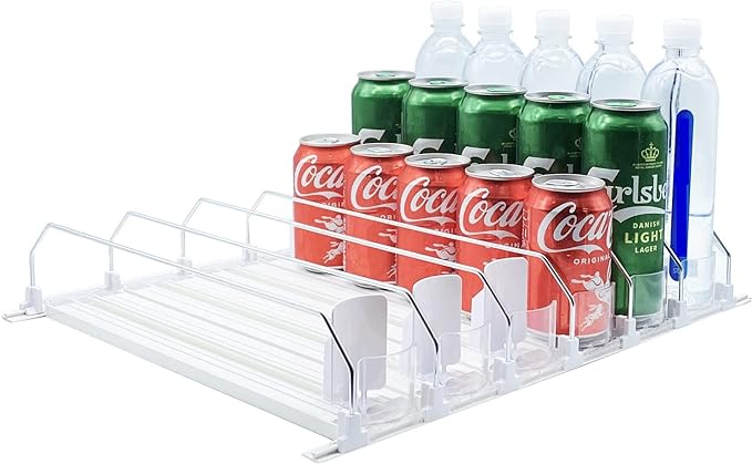 Organizador de bebidas para geladeira, empurrador automático branco (COMPRE 1 LEVE 2)