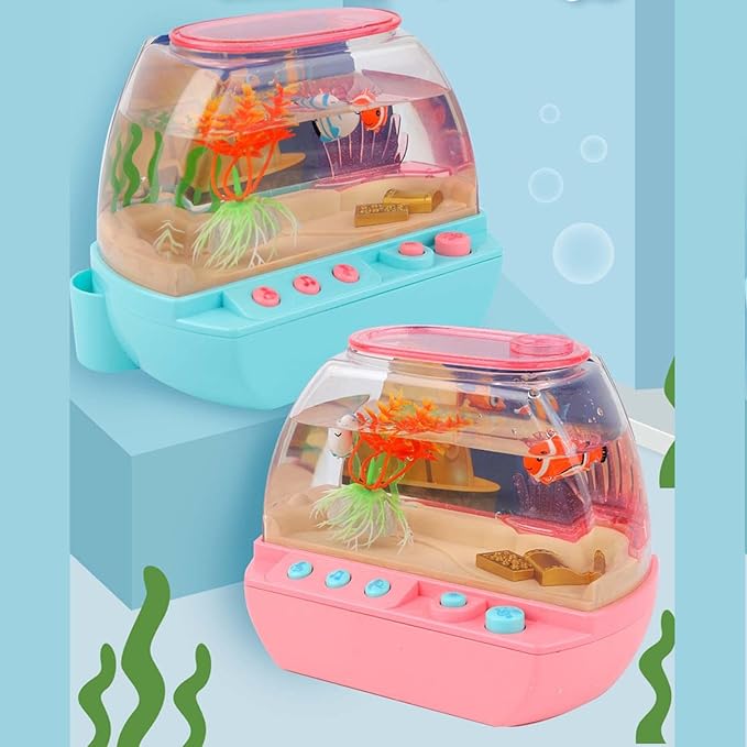 Aquário Peixes Artificial Com Luzes Mini Brinquedo Interativo