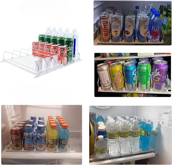 Organizador de bebidas para geladeira, empurrador automático branco (COMPRE 1 LEVE 2)