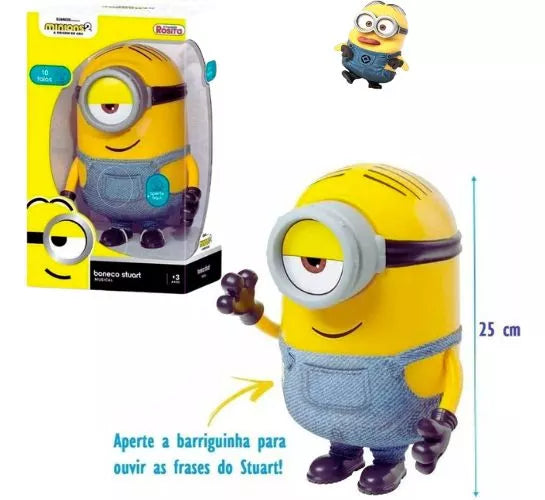 Boneco Minions Stuart do Filme Meu Malvado Favorito 24cm Fala 10 Frases