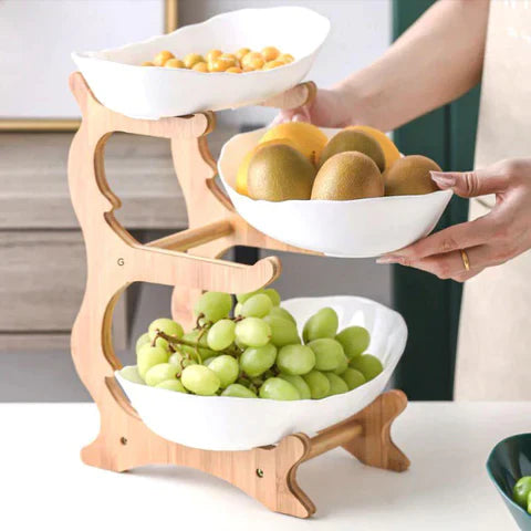 Fruteira de Mesa em Bambu Moderna