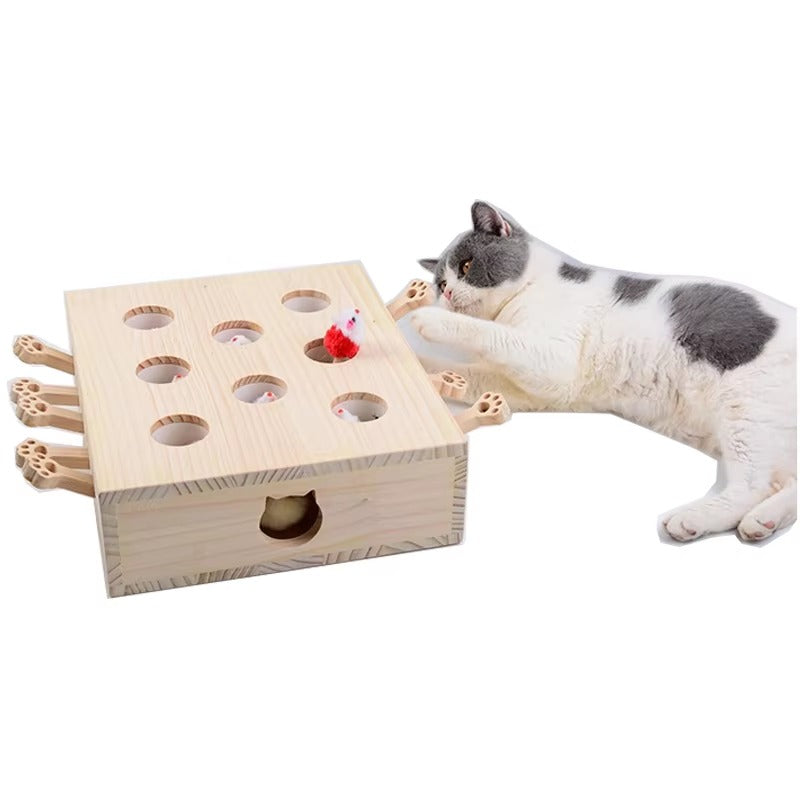 Brinquedo Interativo Para Gatos Exercício e Diversão de Madeira