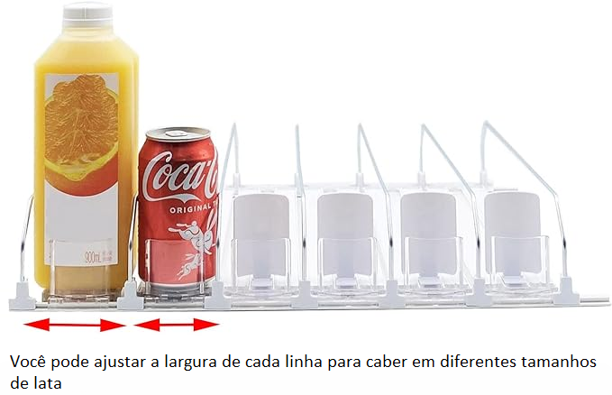 Organizador de bebidas para geladeira, empurrador automático branco (COMPRE 1 LEVE 2)